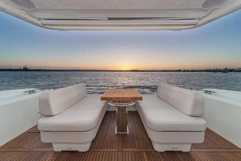 Slide: The Image of Modern bathroom in 2025 Prestige F4.9 yacht with glass shower and sleek vanity. - 42