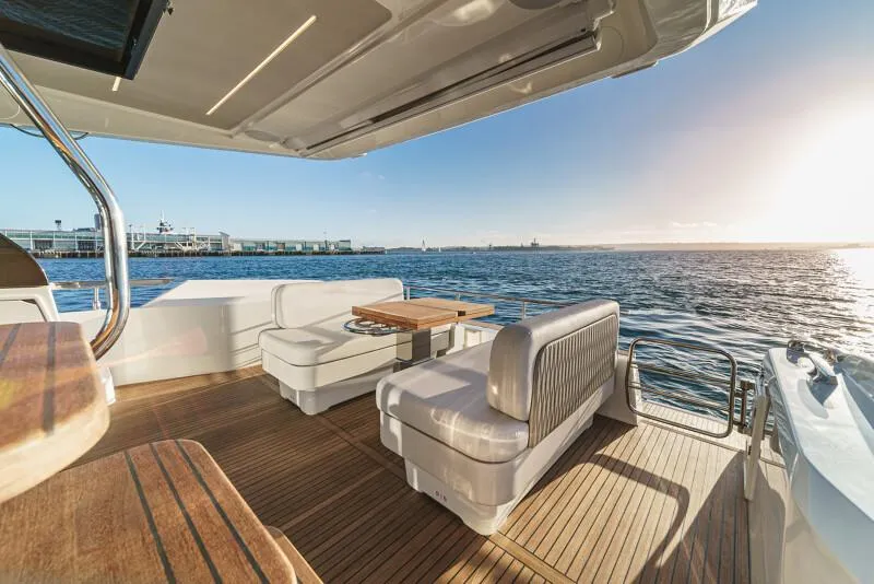 Slide: The Image of Luxurious bathroom in 2025 Prestige F4.9 yacht with modern fixtures and elegant design. - 43