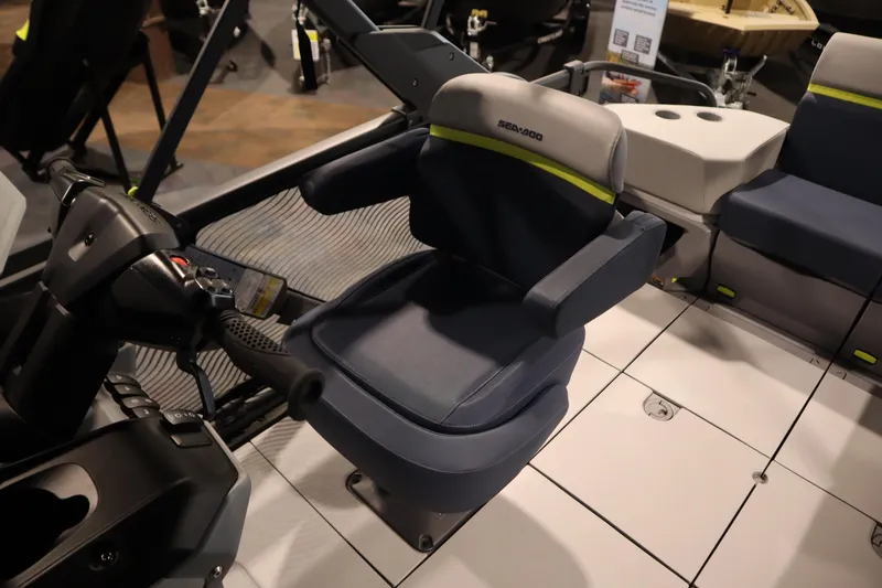 Slide: The Image of 2025 Sea-Doo Switch Cruise Limited 21 interior with steering and seating area. - 21