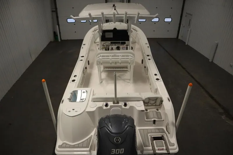 Slide: The Image of 2025 Sea Fox 248 Commander boat in indoor storage facility. - 10