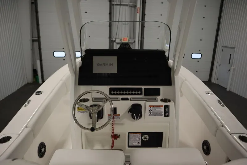 Slide: The Image of 2025 Sea Fox 248 Commander boat helm with Garmin navigation system. - 26