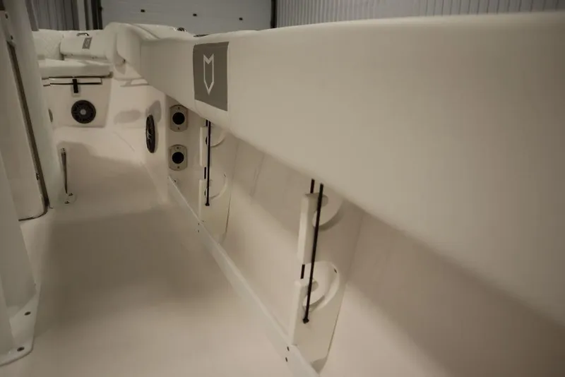 Slide: The Image of 2025 Sea Fox 248 Commander interior, featuring sleek design and built-in speakers. - 38