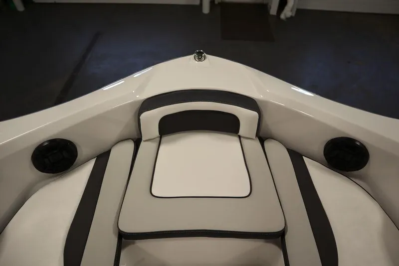 Slide: The Image of 2025 Yamaha Boats SX195 interior seating with sleek design and comfortable upholstery. - 10