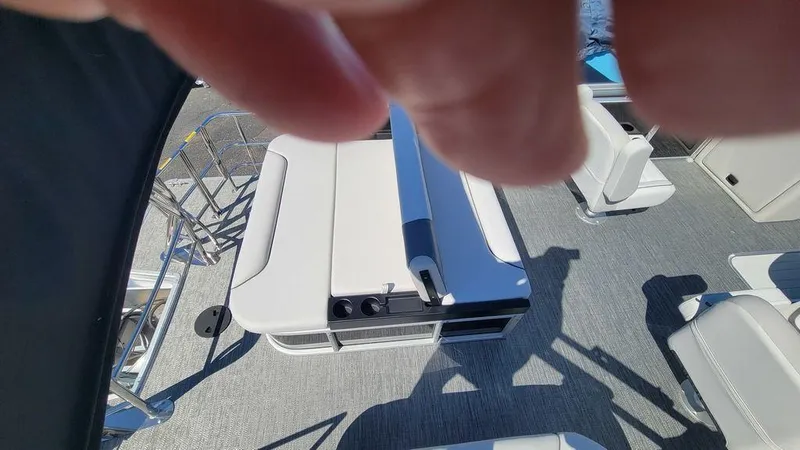 Slide: The Image of 2024 Godfrey Sweetwater 2286 SFL boat interior with seating and deck view. - 7