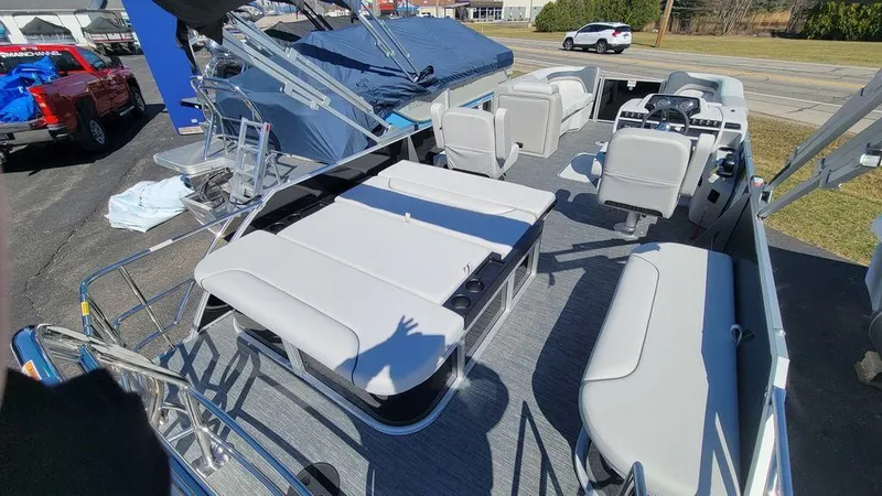 Slide: The Image of 2024 Godfrey Sweetwater 2286 SFL pontoon boat with spacious seating and modern design. - 8