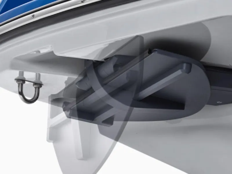 Slide: The Image of 2025 Yamaha Boats 222 XD hull detail with advanced design features. - 2