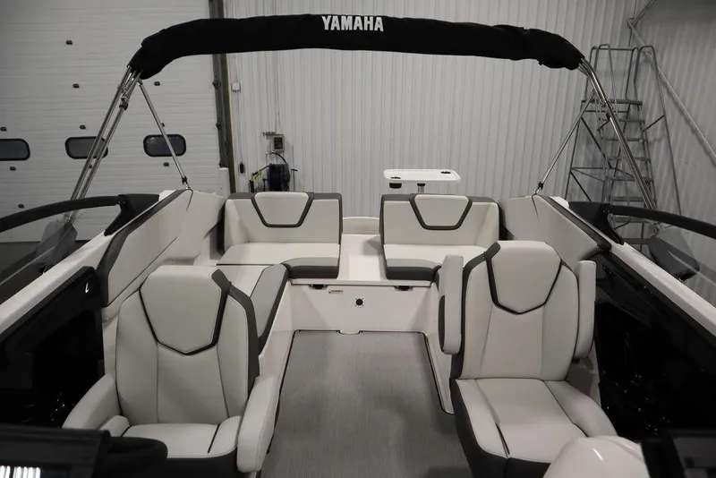 Slide: The Image of 2025 Yamaha Boats 250 SX interior with modern seating and sleek design. - 31