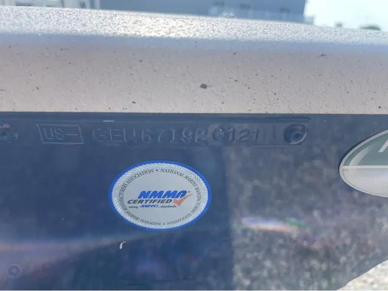 Slide: The Image of 2021 G3 Bay 17 boat with NMMA certification sticker and serial number. - 5