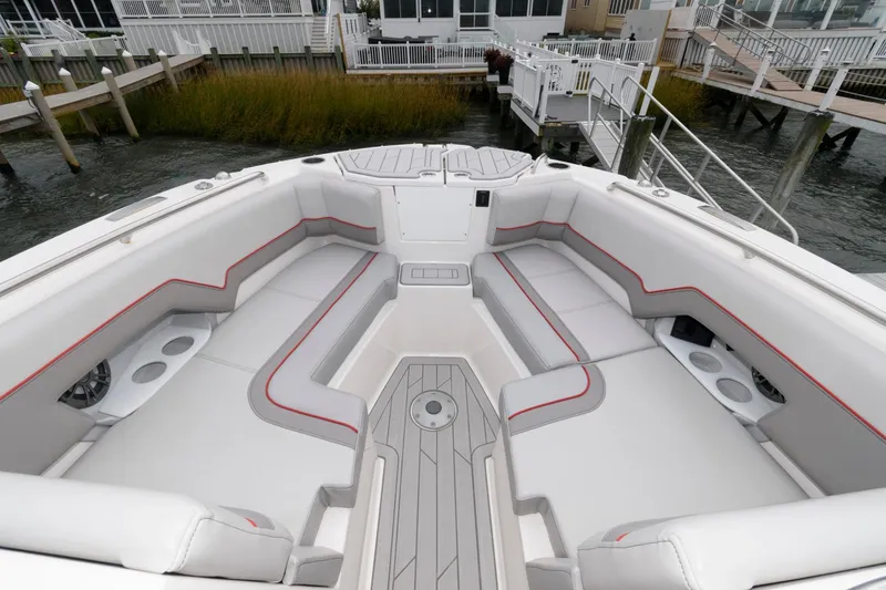 Slide: The Image of 2023 Solara S-250 DC boat interior with spacious seating and modern design. - 9