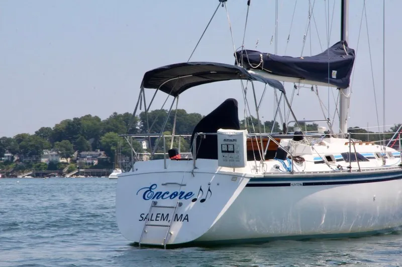 Slide: The Image of Sailboat "Encore" in Salem, MA waters, Hunter 31 model, 1987. - 3