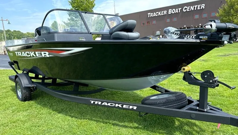 Slide: The Image of 2025 Tracker Pro Guide V-175 Combo boat on trailer at Tracker Boat Center. - 2