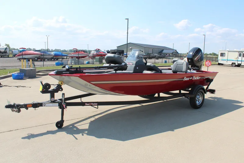 Slide: The Image of 2025 Tracker Bass Tracker Classic XL boat on trailer in outdoor setting. - 3