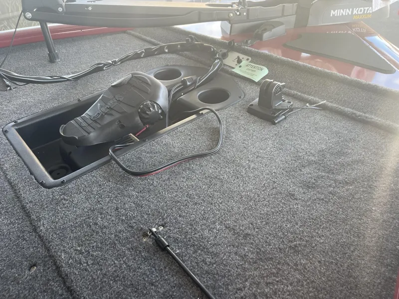 Slide: The Image of 2025 Tracker Pro Team 195 Tournament Edition boat deck with Minn Kota trolling motor. - 10