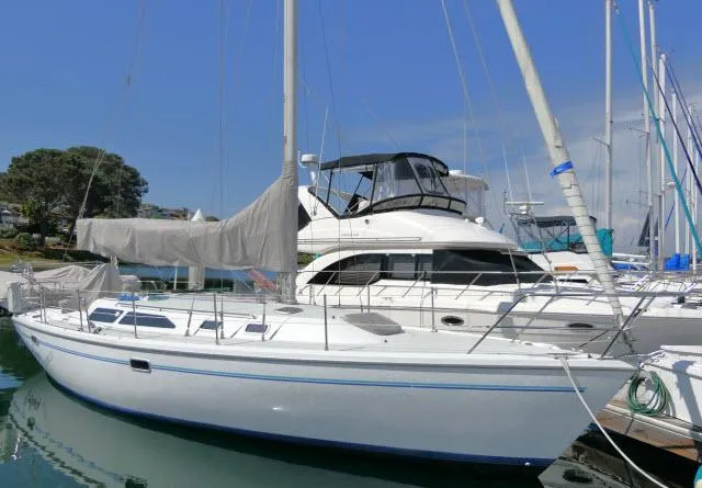 Slide: The Image of Catalina 36 Mk II sailboat, 1995 model, docked in a marina. - 39