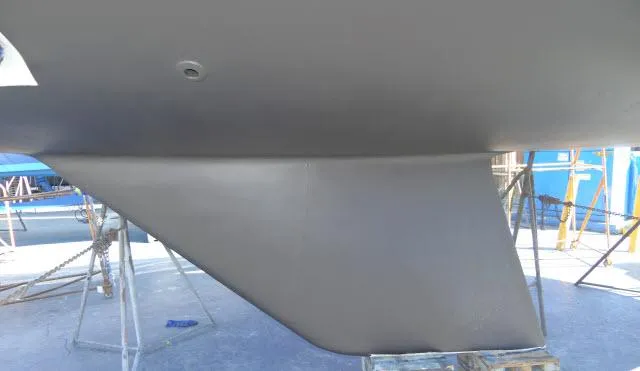 Slide: The Image of Catalina 36 Mk II 1995 sailboat keel in dry dock. - 45