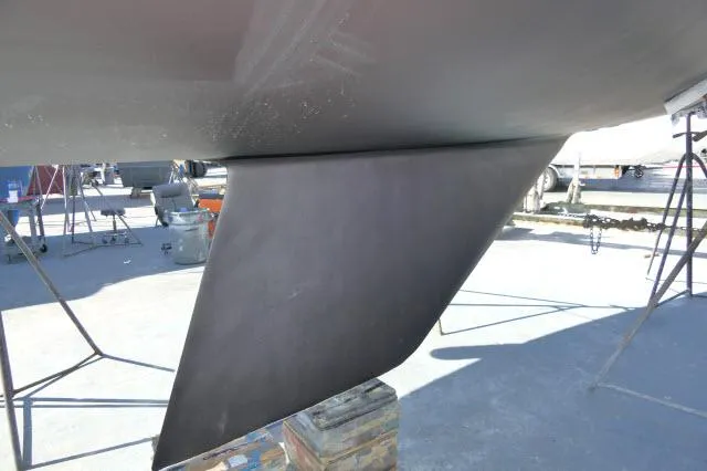 Slide: The Image of Catalina 36 Mk II 1995 sailboat keel on dry dock. - 46
