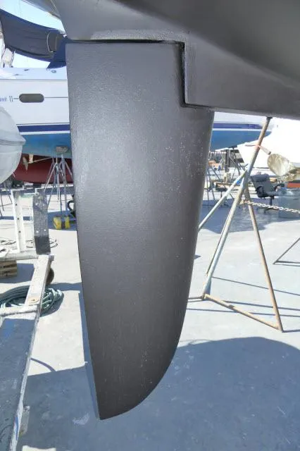 Slide: The Image of Catalina 36 Mk II 1995 sailboat rudder in dry dock. - 47