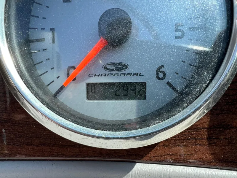 Slide: The Image of Close-up of 2007 Chaparral 220 SSi boat gauge displaying 234 hours. - 22
