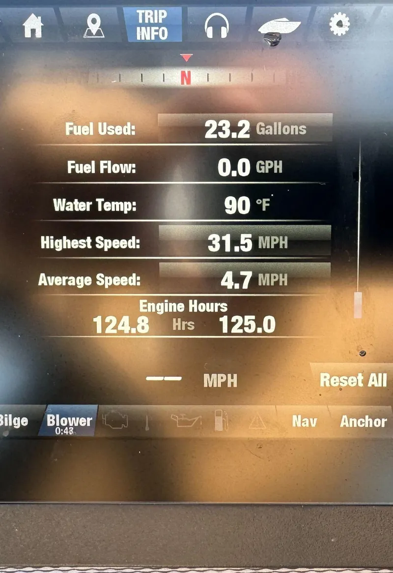 Slide: The Image of Yamaha AR240 2019 dashboard showing fuel usage, speed, and engine hours. - 33