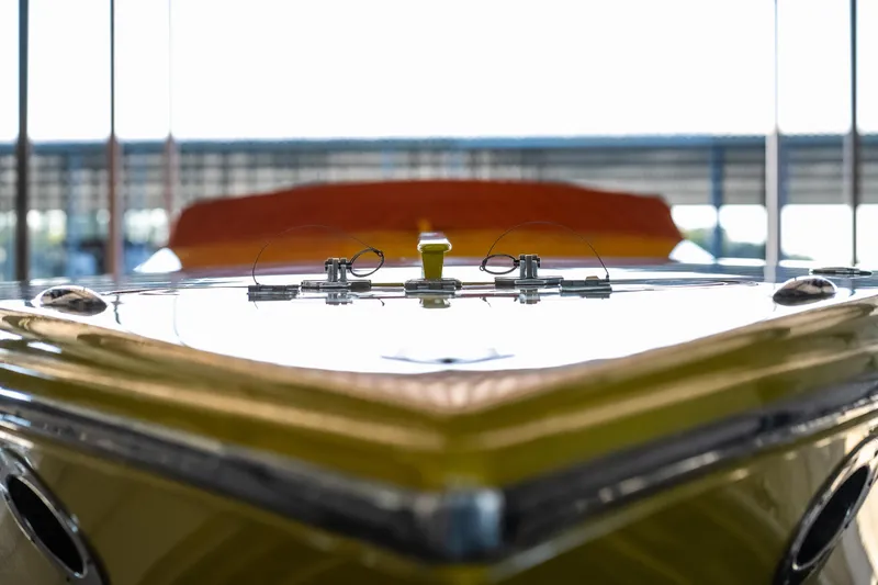 Slide: The Image of Close-up of a 2007 Cigarette 42X speedboat's bow in a marina. - 40