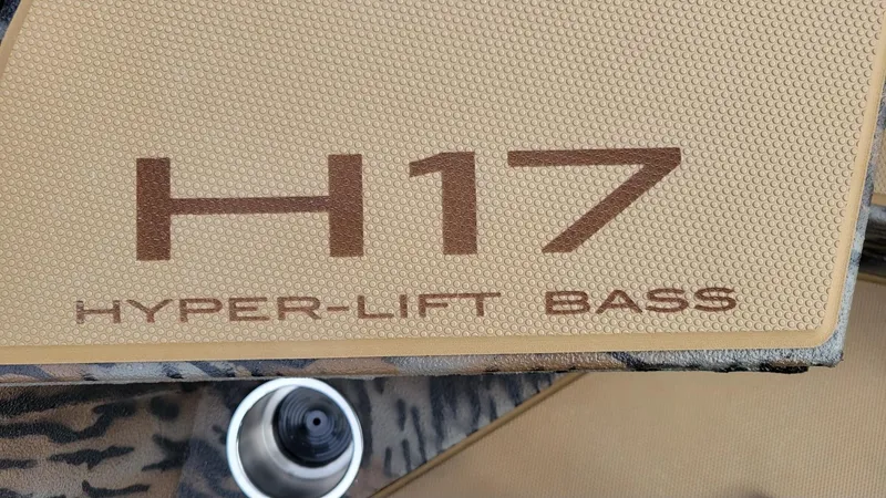 Slide: The Image of 2025 Xpress H17 Hyper-Lift Bass boat detail with textured surface. - 10
