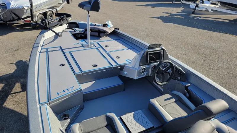 Slide: The Image of 2025 Xpress H17 Bass boat interior with Yamaha Vmax 90 SHO engine, in stock. - 6