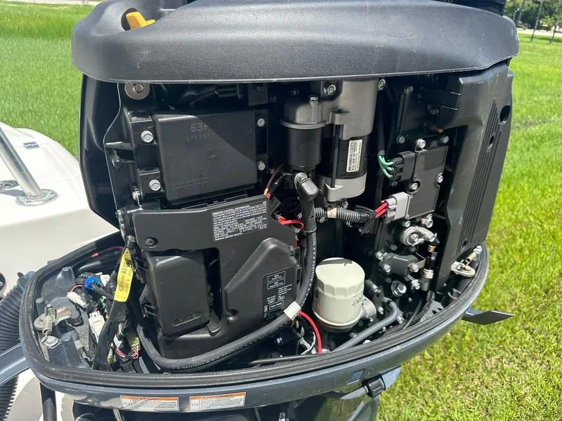 Slide: The Image of 2016 Robalo R200 Center Console boat engine, detailed view of internal components. - 26