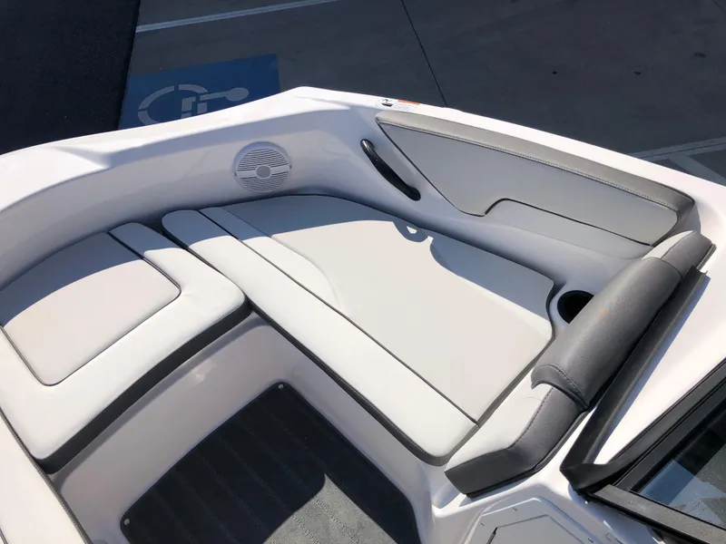 Slide: The Image of 2025 Yamaha Boats AR190 interior seating with sleek, modern design and comfortable upholstery. - 36