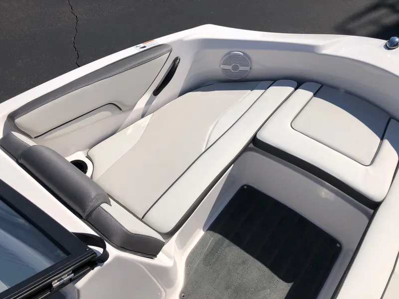 Slide: The Image of 2025 Yamaha Boats AR190 interior seating with sleek, modern design and comfortable upholstery. - 37