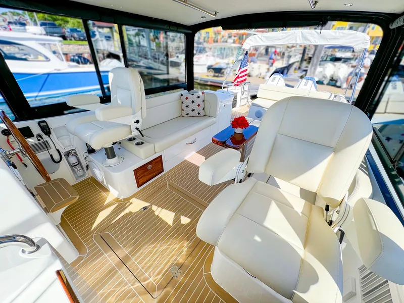 Slide: The Image of Luxurious interior of 2024 MJM 3 boat with plush seating and elegant design. - 20