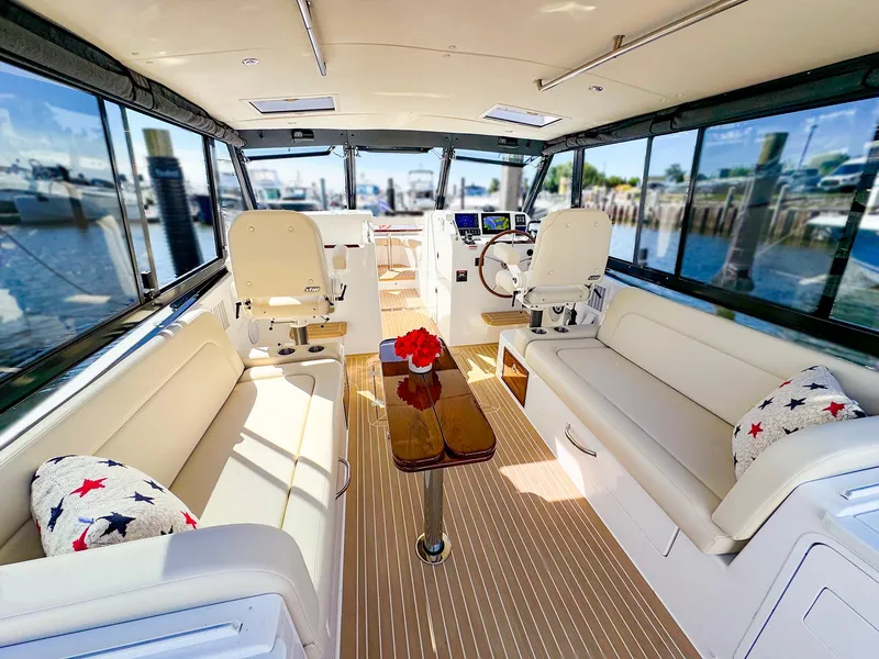 Slide: The Image of Luxurious interior of 2024 MJM 3 boat with plush seating and elegant decor. - 23