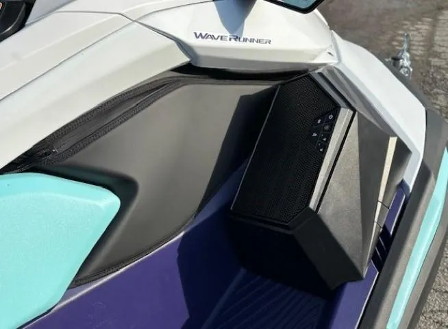 Slide: The Image of 2025 Yamaha WaveRunner JetBlaster LTD with sleek design and integrated speaker system. - 4