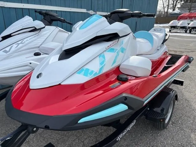Slide: The Image of 2025 Yamaha WaveRunner VX Limited in red and white, parked on a trailer. - 4