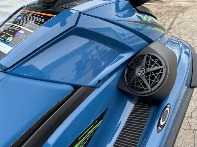 Slide: The Image of 2025 Yamaha WaveRunner VX Cruiser HO in blue with speaker detail. - 3