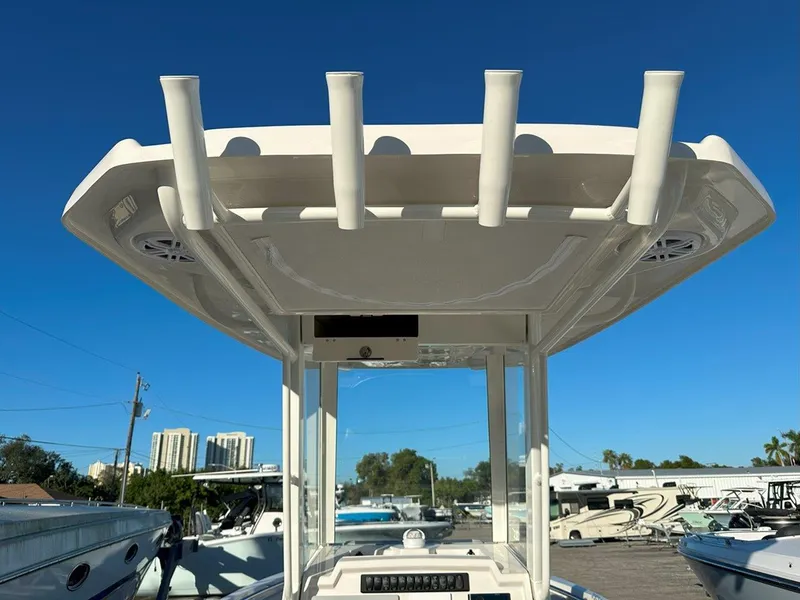 Slide: The Image of 2025 Sailfish 232 boat interior with compact marine toilet. - 25