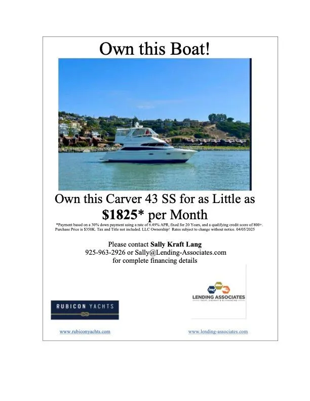 Slide: The Image of 2008 Carver 43 Super Sport yacht on water, available for $1825/month financing. - 32