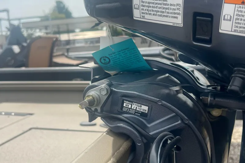 Slide: The Image of 2025 G3 Gator Tough 18 CCJ boat engine detail with visible label and components. - 15