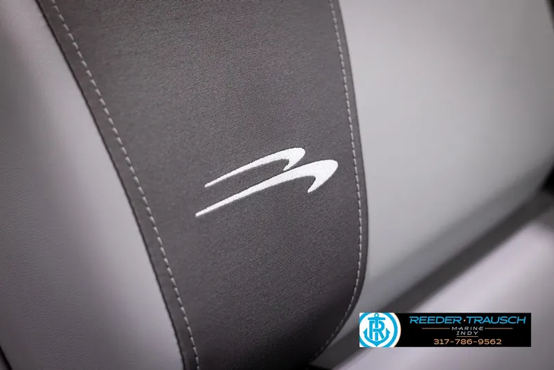 Slide: The Image of Close-up of 2025 Bennington 188 SLS seat with logo detail. - 36