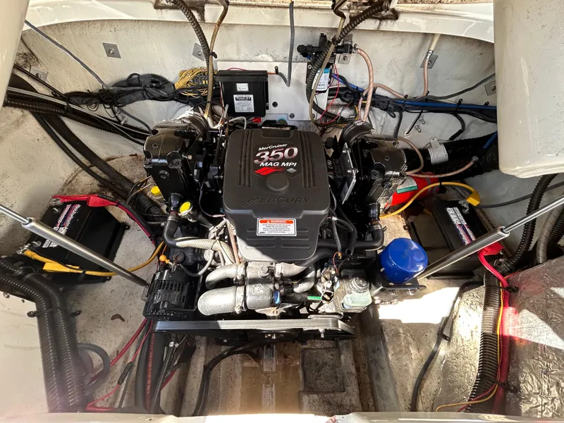 Slide: The Image of 2007 Crownline 255 CCR engine compartment with MerCruiser 350 MAG MPI engine. - 12