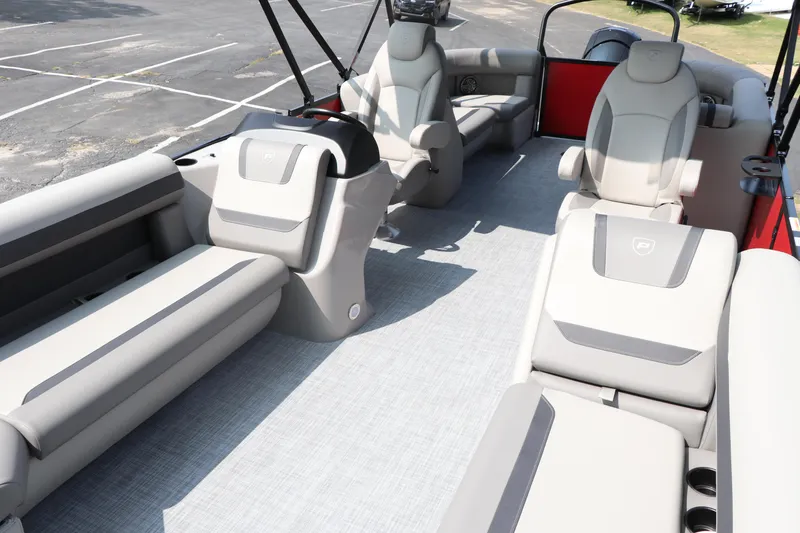 Slide: The Image of 2025 Premier 220 Sunscape boat interior with luxurious seating and modern design. - 7