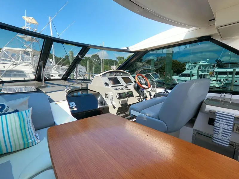 Slide: The Image of Interior of 2011 Regal 42 Sport Coupe yacht with helm, seating, and table. - 18