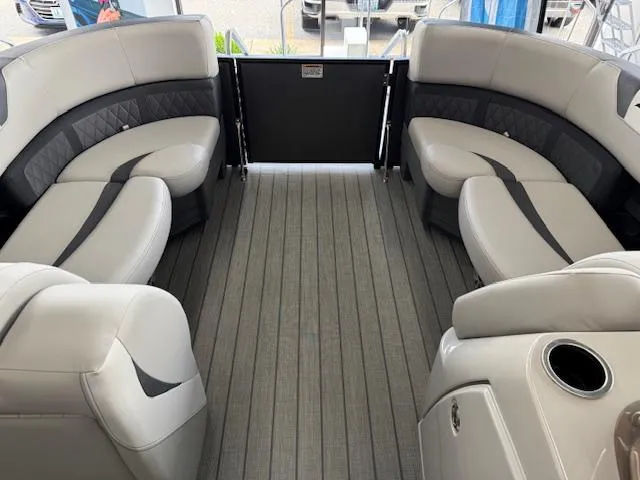 Slide: The Image of Luxurious interior of 2025 Starcraft SLS 1 boat with plush seating and modern design. - 7