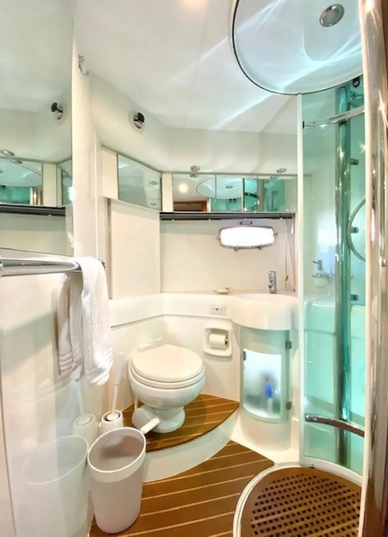 Slide: The Image of Luxurious 2007 Fairline Targa 52 yacht bathroom with modern fixtures and elegant design. - 8