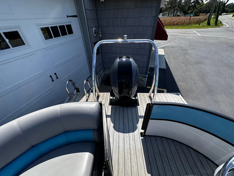 Slide: The Image of 2020 Misty Harbor 2585 Biscayne Bay CE pontoon boat with sleek seating and modern design. - 9