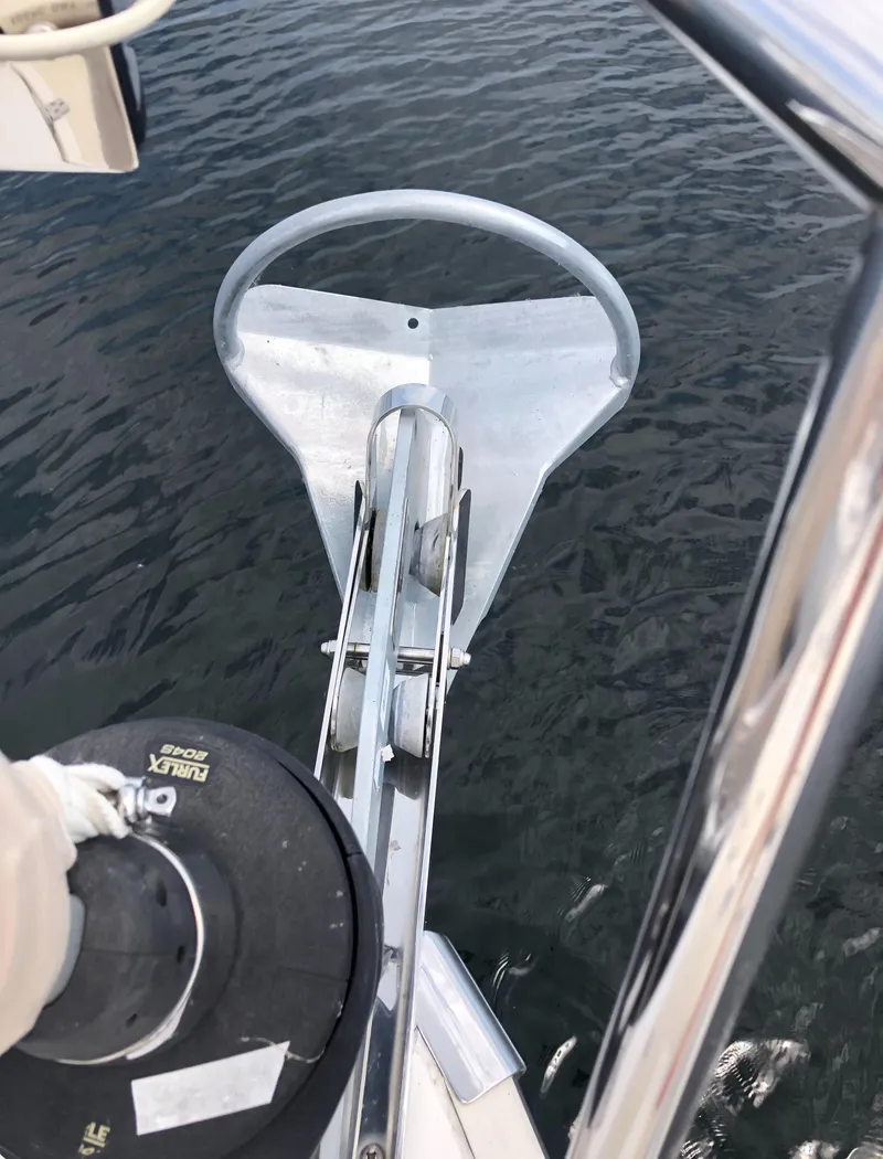 Slide: The Image of Anchor of 2016 Marlow-Hunter 37 sailboat over water. - 12