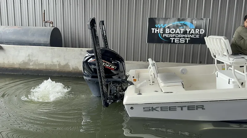 Slide: The Image of 2023 Skeeter SX230 boat undergoing performance test at The Boat Yard. - 3