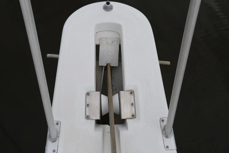 Slide: The Image of Bow of a 1997 Mainship 34 Motor Yacht with anchor system. - 23