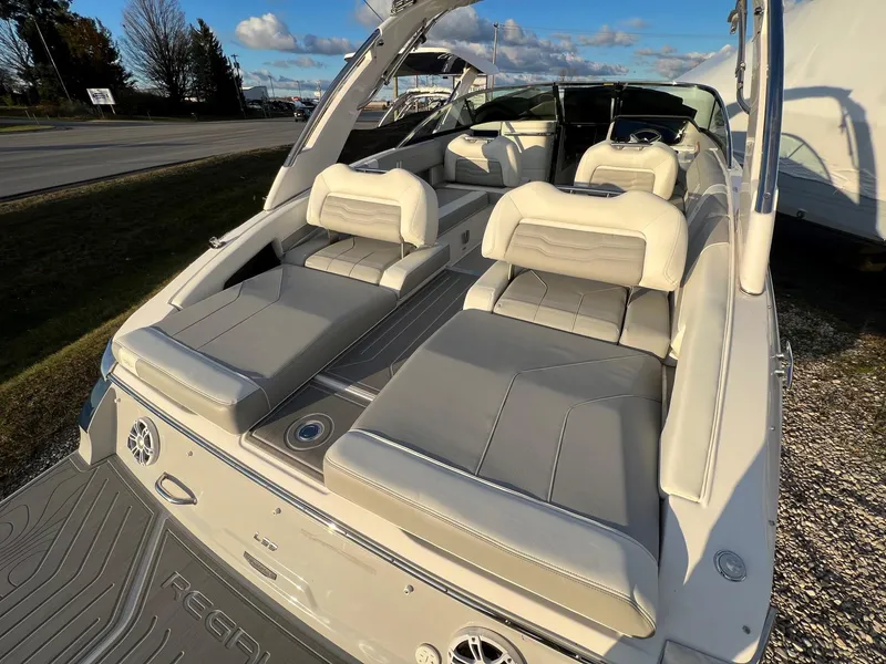 Slide: The Image of 2025 Regal LS9 luxury boat interior with plush seating and sleek design. - 3