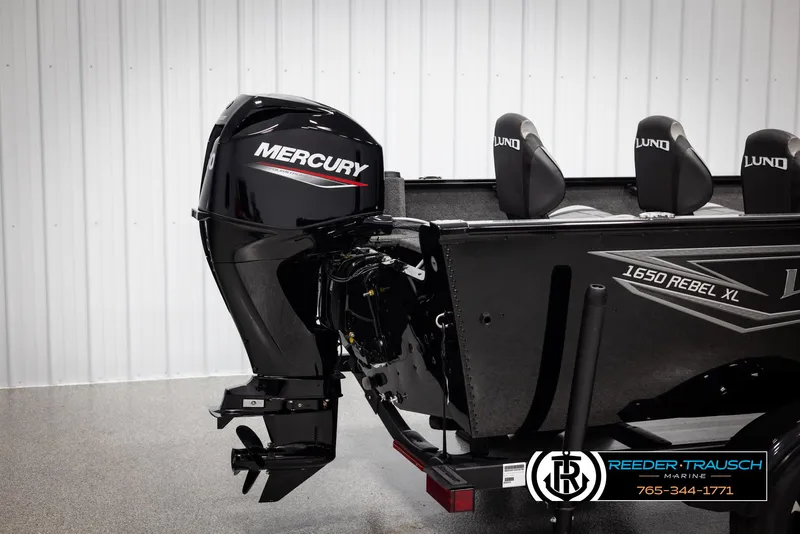 Slide: The Image of 2025 Lund 1650 Rebel XL SS boat with Mercury outboard motor. - 28