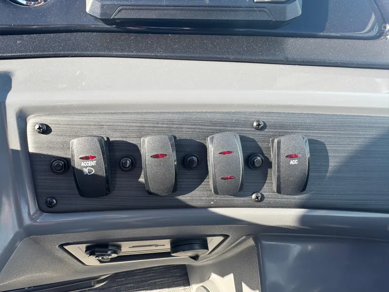 Slide: The Image of Dashboard switches on 2025 Bennington 22 SSRSR boat. - 9